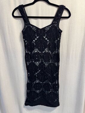 Free People Intimately Black Crochet Lace Dress M/L